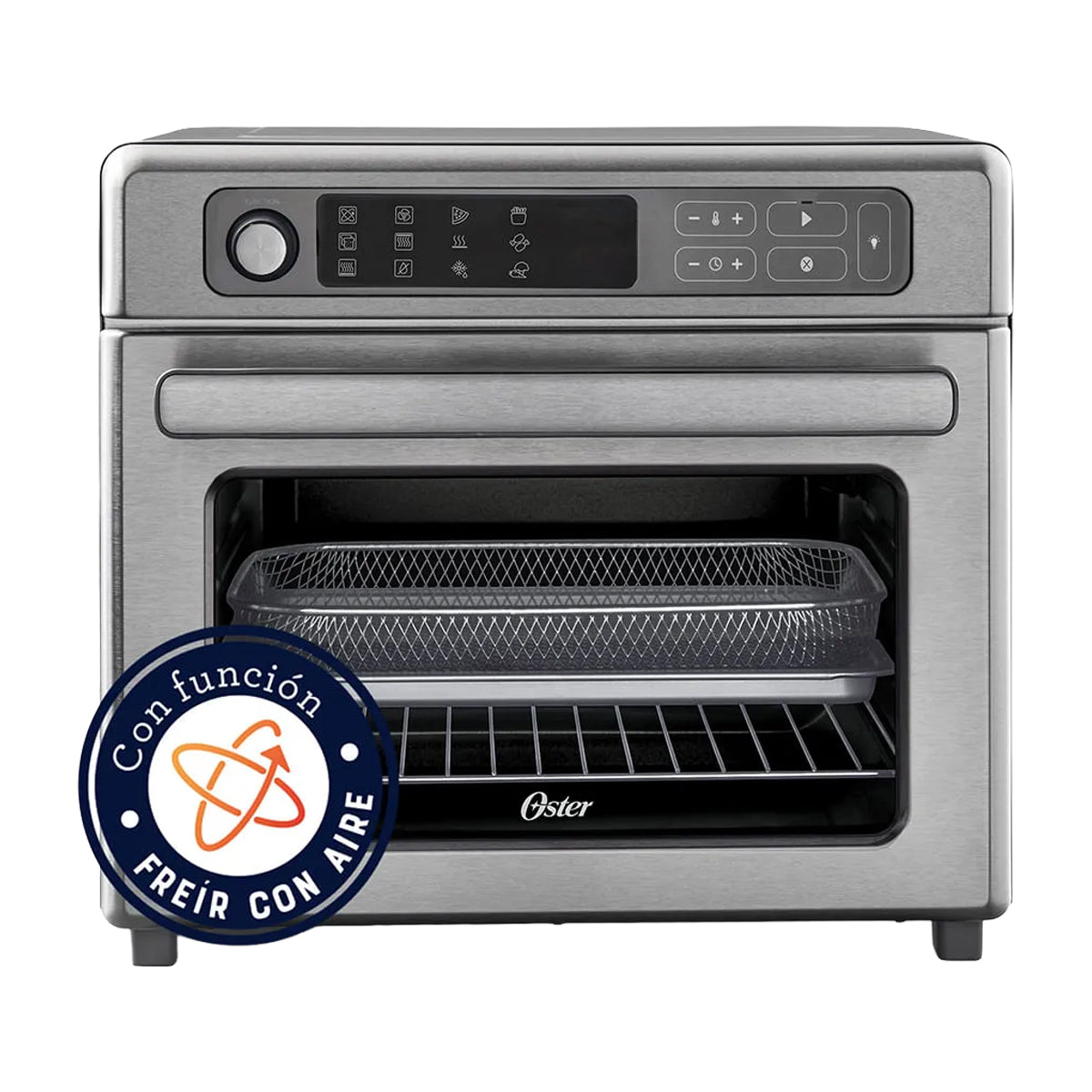 Oster TSSTTVDAF1NS Horno Eléctrico de 22L | Freidora de Aire | 12 Funciones | Plateado