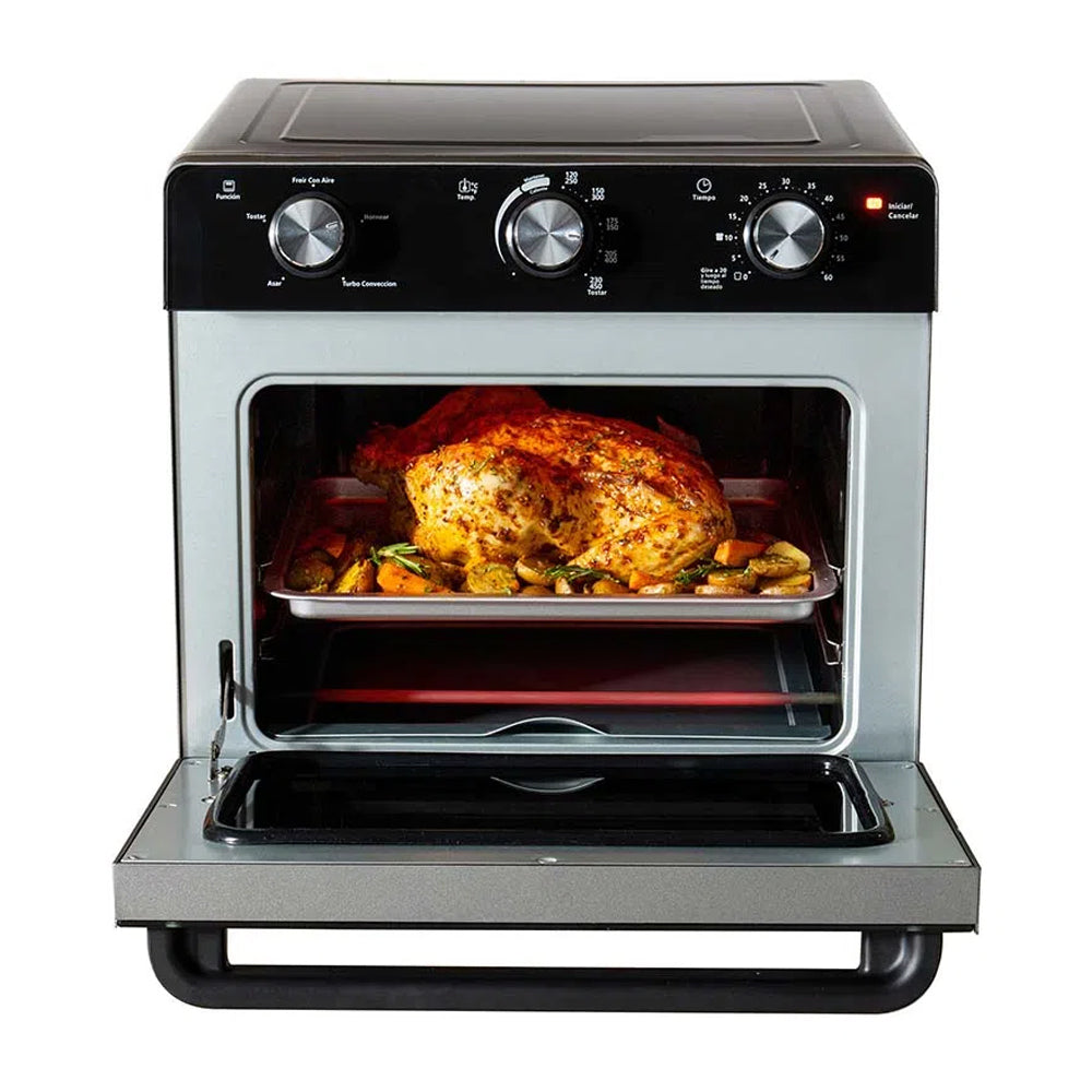 Oster TSSTTVMAF1 Horno Eléctrico de 22L | Freidora de Aire | 5 Funciones | Negro Plateado
