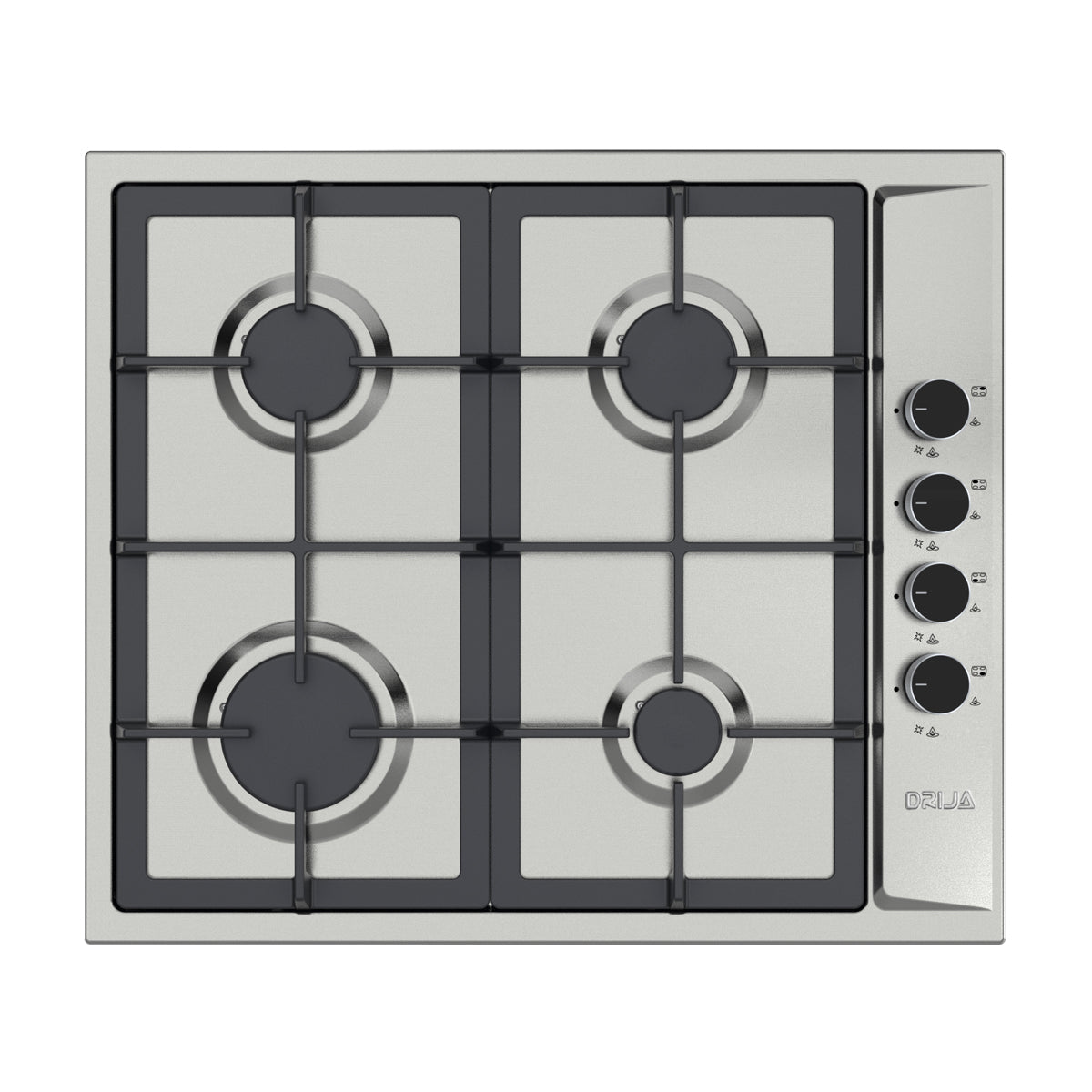 Drija Turin 60 Estufa Empotrable a Gas de Acero Inoxidable | 4 Quemadores | 4 Válvulas de Seguridad