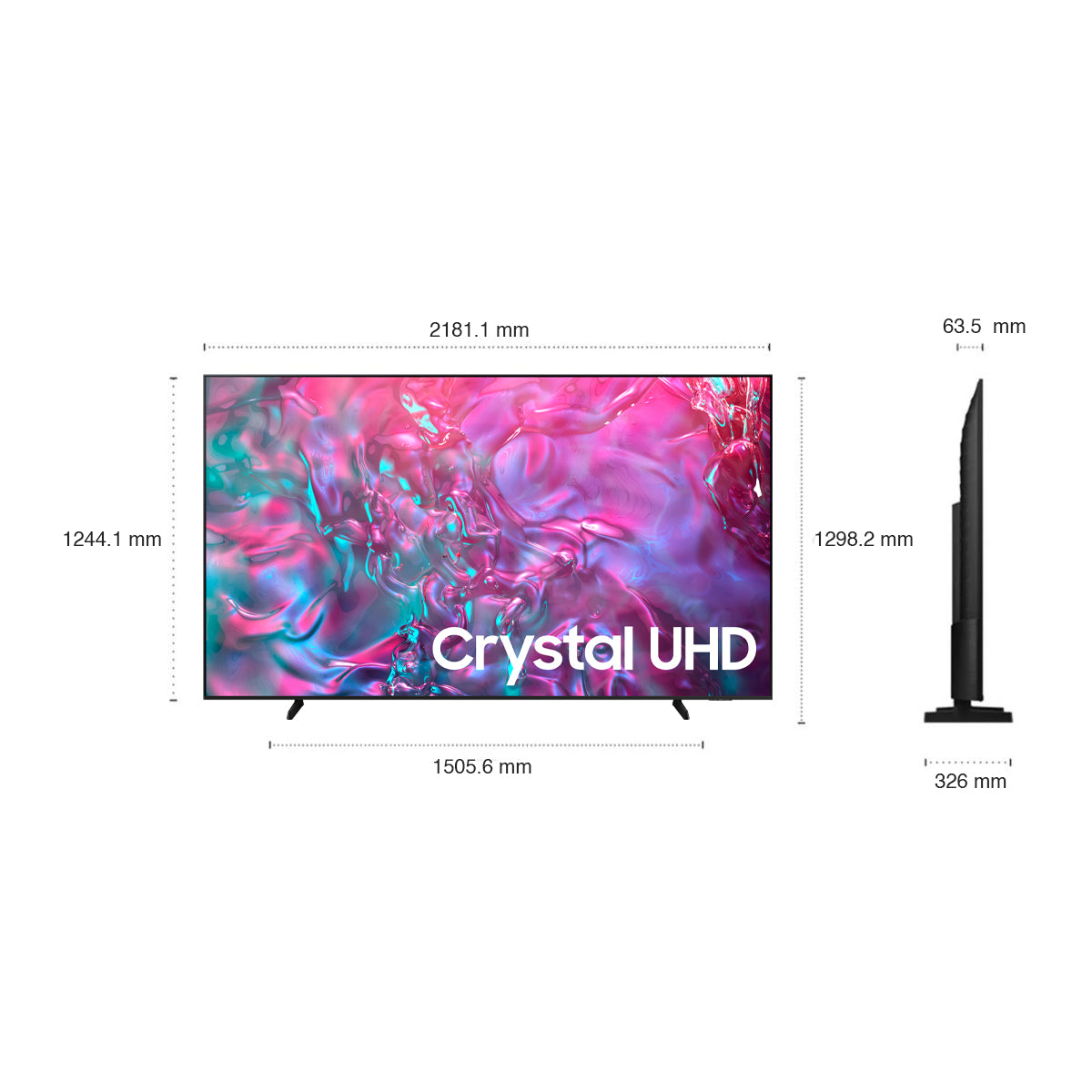Samsung UN98DU9000 Televisor LED Crystal UHD 4K HDR Smart de 98" | Procesador Crystal 4K | Dynamic Crystal Color | 4K AI Upscaling | Motion Xcelerator 120Hz | Q-Symphony
