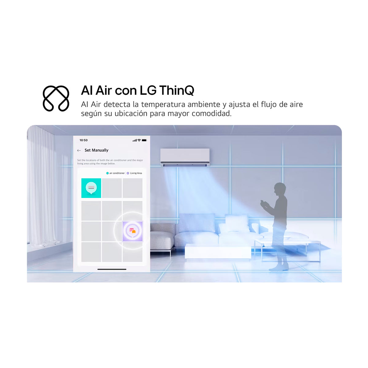 LG Aire Acondicionado Split DUAL Inverter 12,000 BTU | SEER 21.8 | DUALCOOL | WiFi | ThinQ | AI Air | Soft Air | kW Manager | Auto Clean+ | 220v