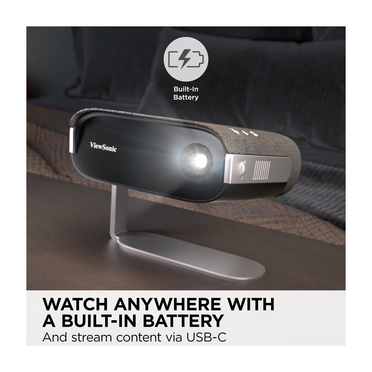 ViewSonic M1X Proyector Portátil Smart | WVGA | 360 Lúmenes | 24" - 100" | 16:9 | WiFi | Bluetooth | Cinema SuperColor+ | Smart Stand 360° | Altavoces Harman Kardon | Conexión Inalámbrica