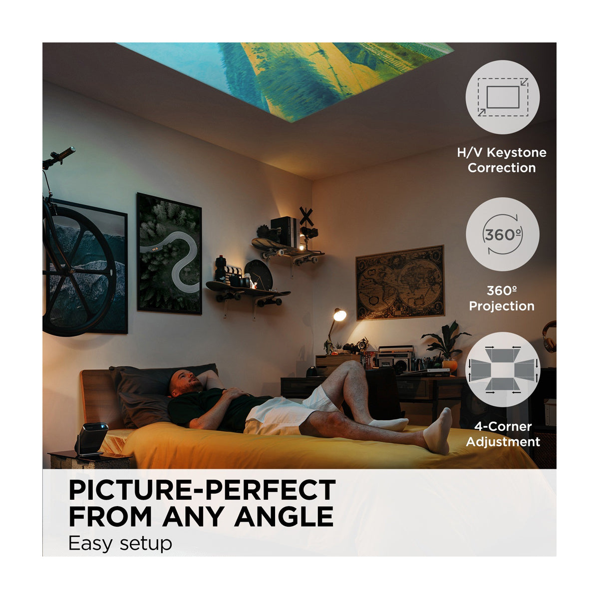 ViewSonic M1X Proyector Portátil Smart | WVGA | 360 Lúmenes | 24" - 100" | 16:9 | WiFi | Bluetooth | Cinema SuperColor+ | Smart Stand 360° | Altavoces Harman Kardon | Conexión Inalámbrica