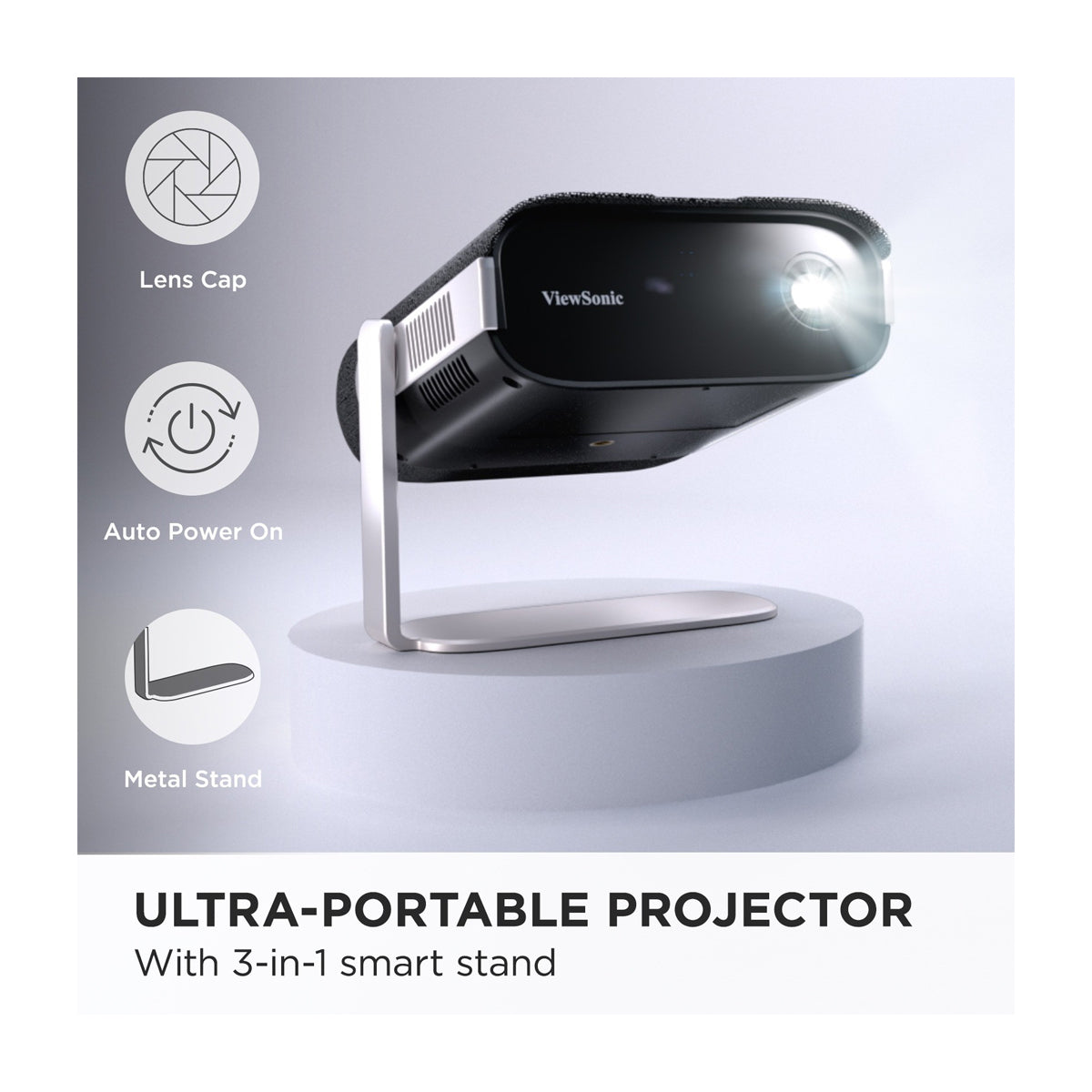 ViewSonic M1X Proyector Portátil Smart | WVGA | 360 Lúmenes | 24" - 100" | 16:9 | WiFi | Bluetooth | Cinema SuperColor+ | Smart Stand 360° | Altavoces Harman Kardon | Conexión Inalámbrica