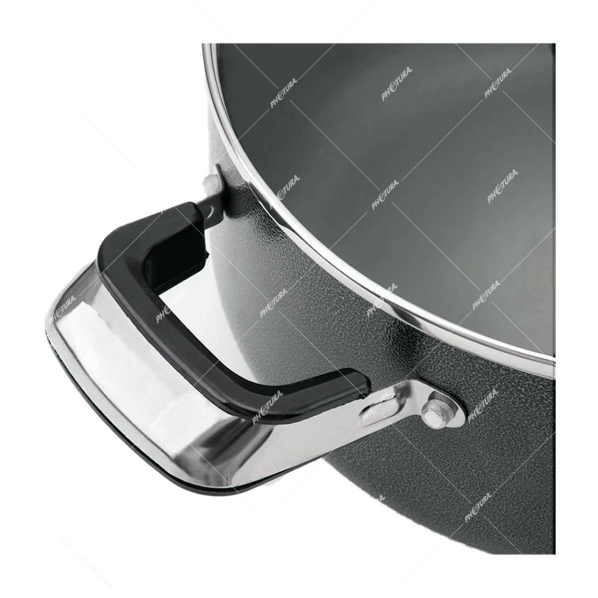 Sankey Olla de 44cm | Revestimiento de Cerámica | Tapa de Vidrio | Negro