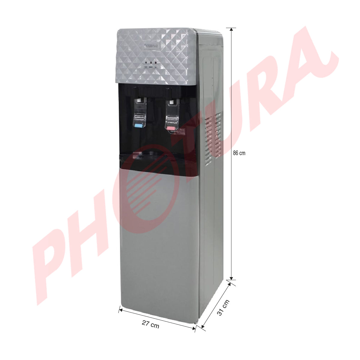 Sankey Dispensador de Agua Fría/Caliente | Compartimiento de Almacenaje | Gris Negro