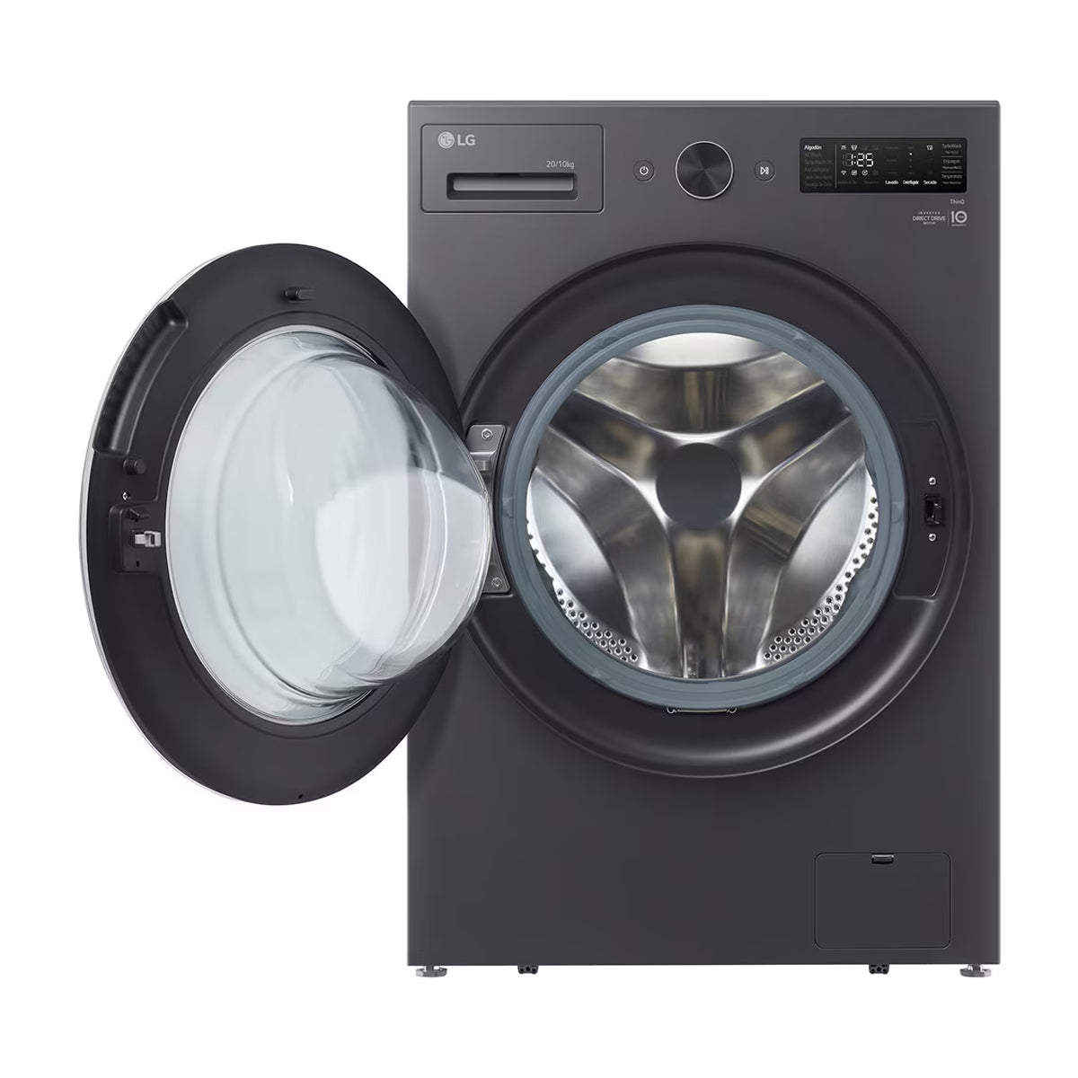 LG Lavadora Secadora Eléctrica 2-en-1 Inverter AI Direct Drive de Carga Frontal | ThinQ | 6 Motion DD | TurboWash | Steam | 20kg | Gris