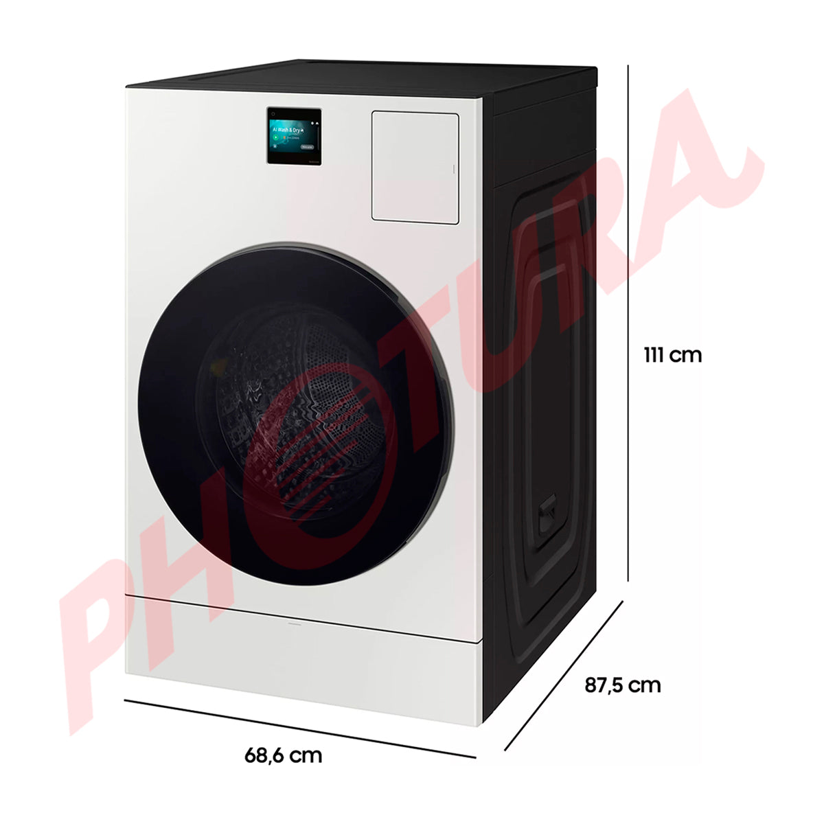 Samsung BESPOKE AI Lavadora Secadora Eléctrica 2-en-1 Digital Inverter de Carga Frontal | AI Opti Wash | AI Optimal Dry | VRT Plus | 26kg | Satin Greige