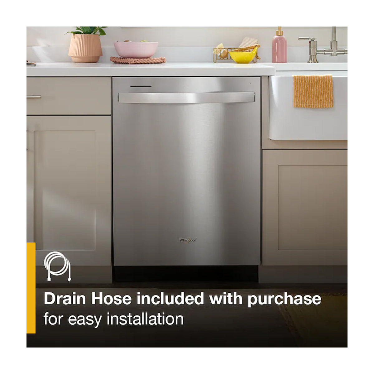 Whirlpool Lavaplatos Empotrable de 24" | Energy Star | Sani Rinse | Boost Cycle | Silencioso 57 dBA | 12 P/S | Acero Inoxidable