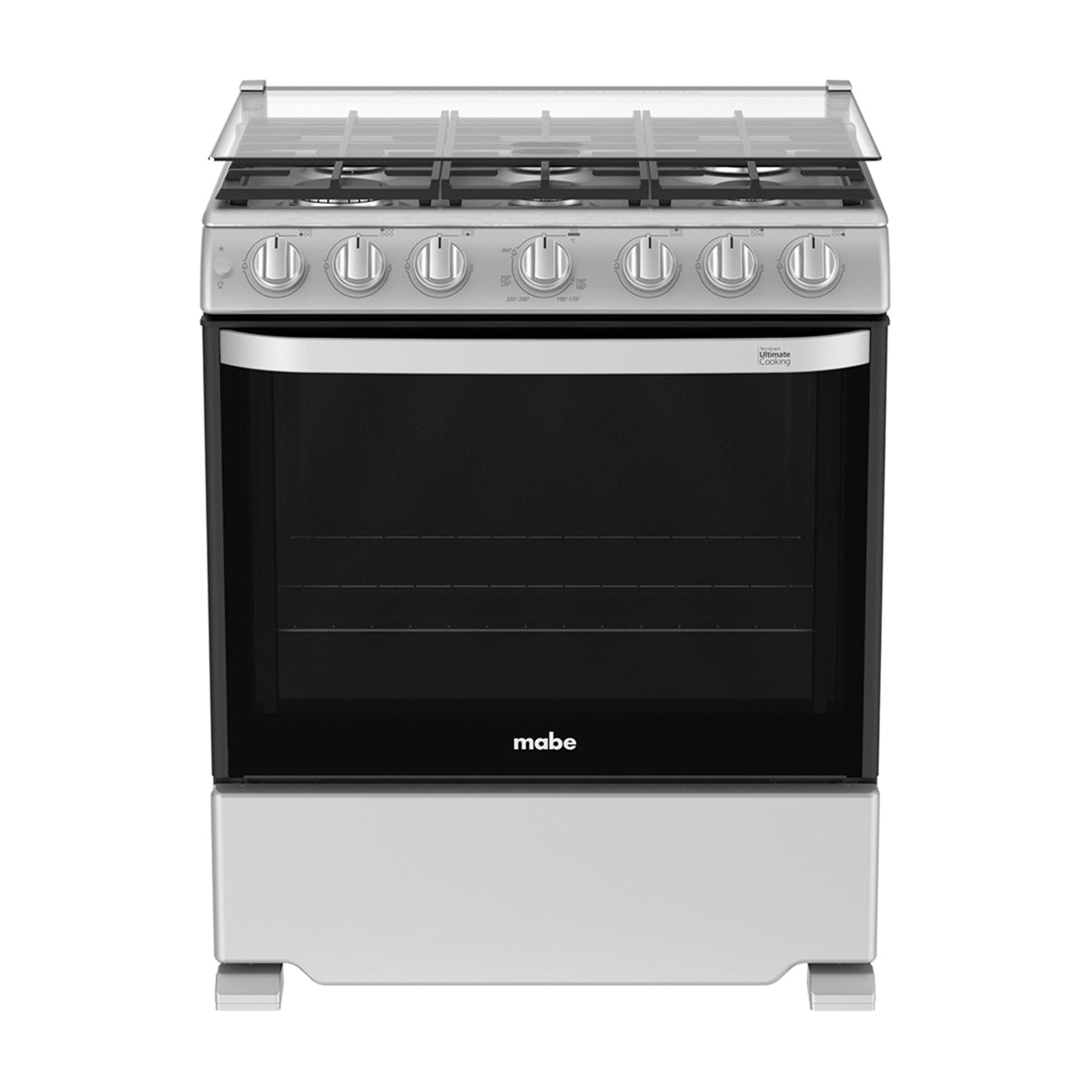 Mabe Estufa a Gas de Acero Inoxidable | Tecnología Ultimate | Perfect Cook | Easy Clean Pro | Tapa | Plancha | 30" | 6 Quemadores