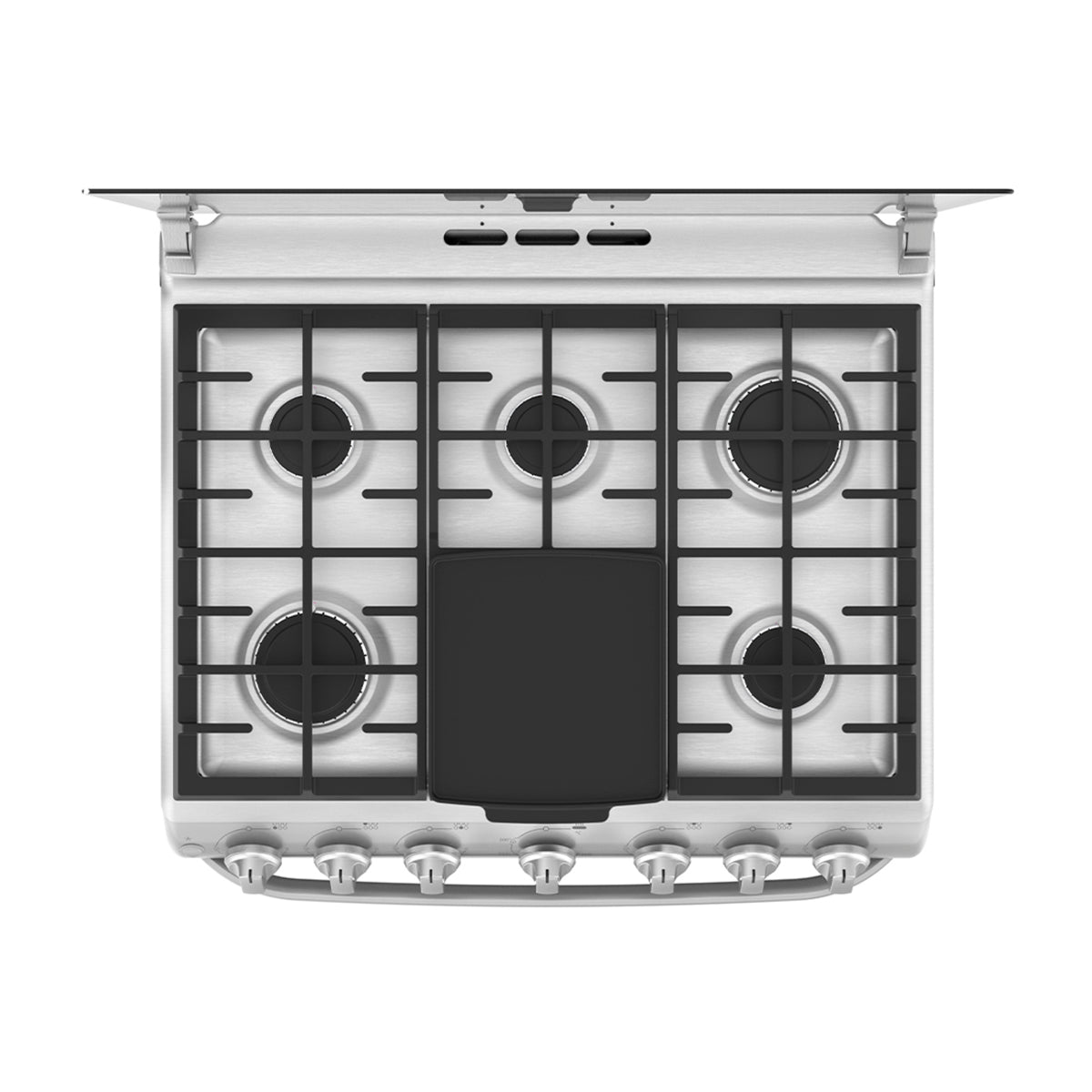 Mabe Estufa a Gas de Acero Inoxidable | Tecnología Ultimate | Perfect Cook | Easy Clean Pro | Tapa | Plancha | 30" | 6 Quemadores