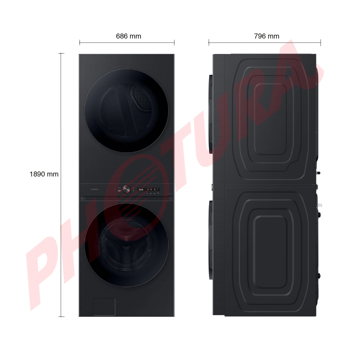 Samsung BESPOKE Centro de Lavado Eléctrico Digital Inverter de Carga Frontal | AI OptiWash | AI Optimal Dry | VRT Plus | 22kg | Brushed Black