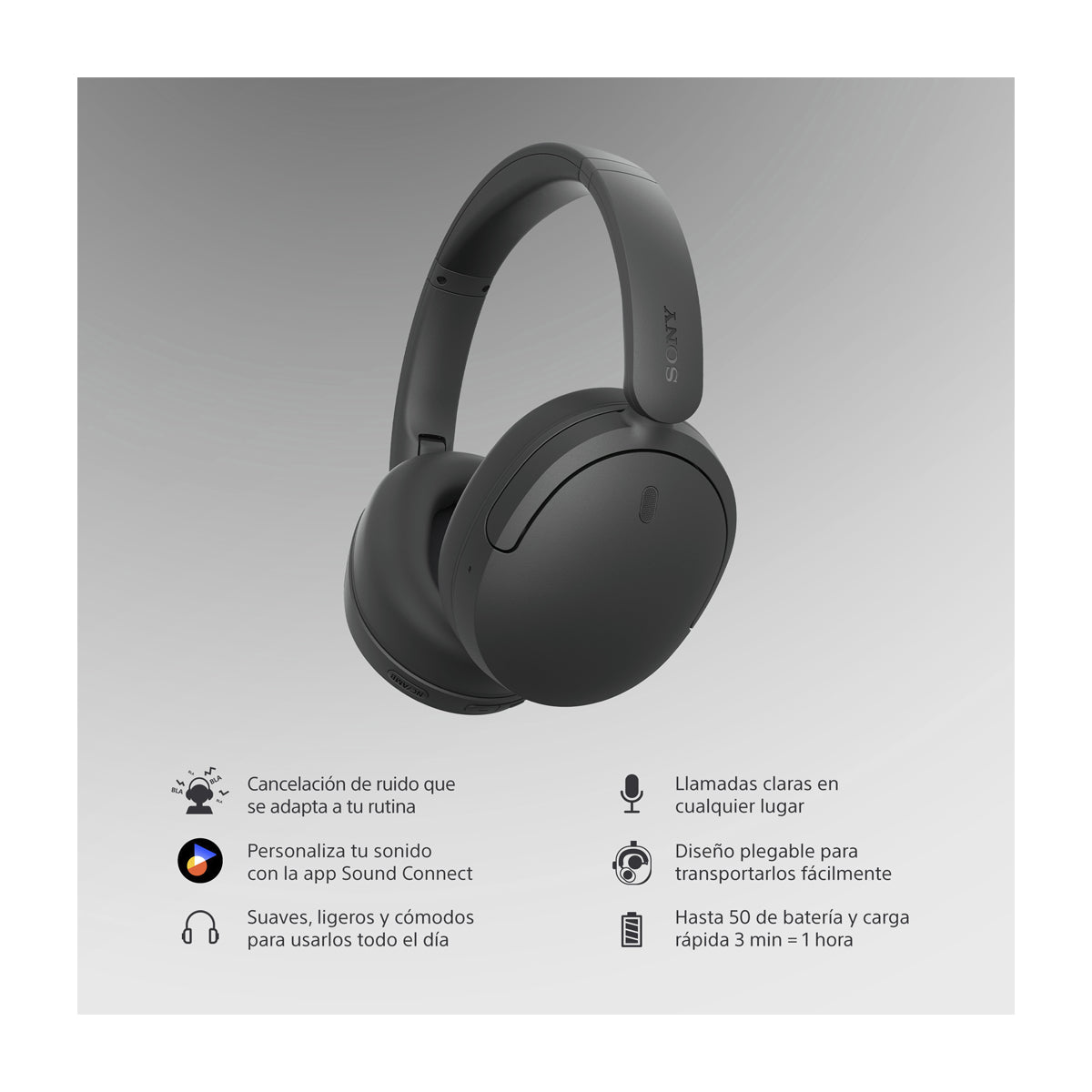 Sony WH-CH730N Audífonos Inalámbricos Bluetooth Over-Ear | Noise Cancelling | Negro