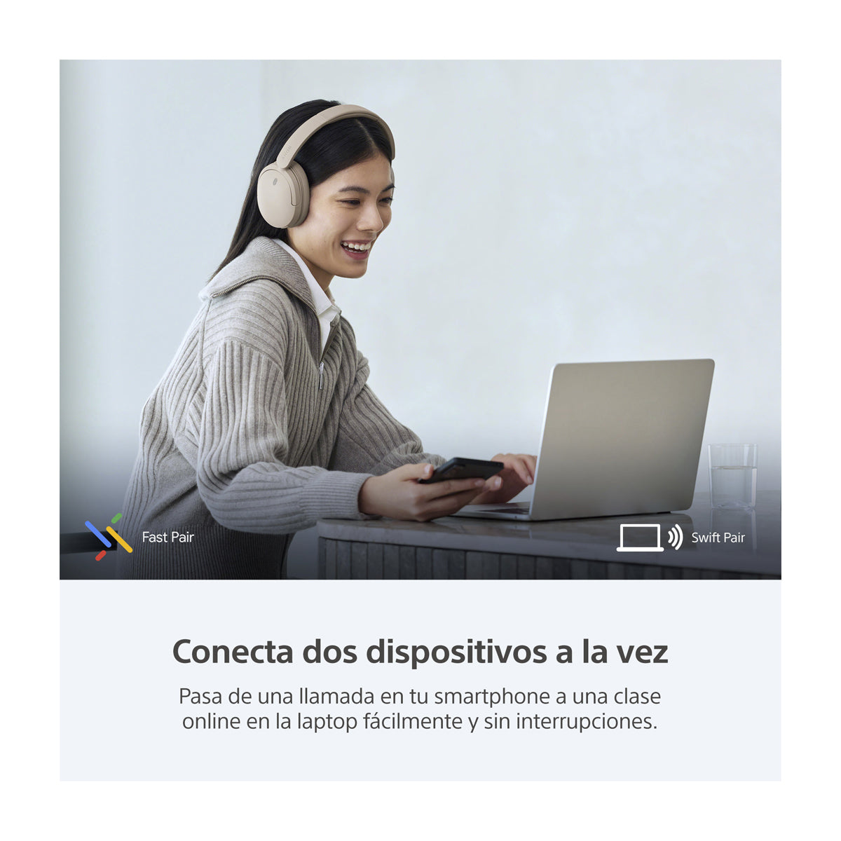 Sony WH-CH730N Audífonos Inalámbricos Bluetooth Over-Ear | Noise Cancelling | Beige