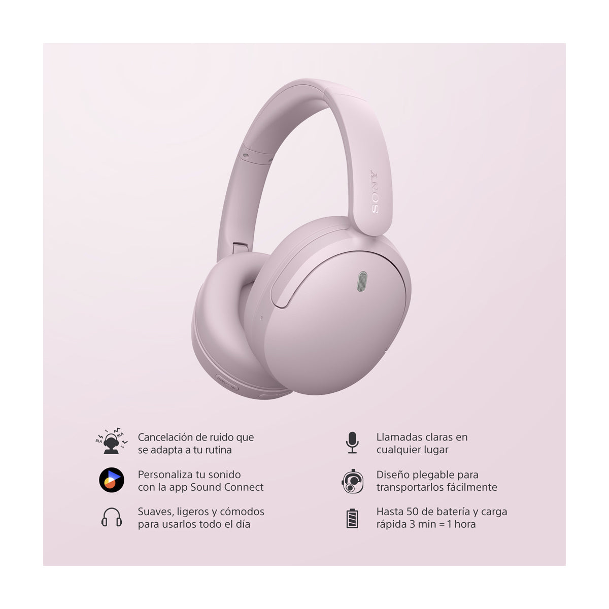 Sony WH-CH730N Audífonos Inalámbricos Bluetooth Over-Ear | Noise Cancelling | Rosa