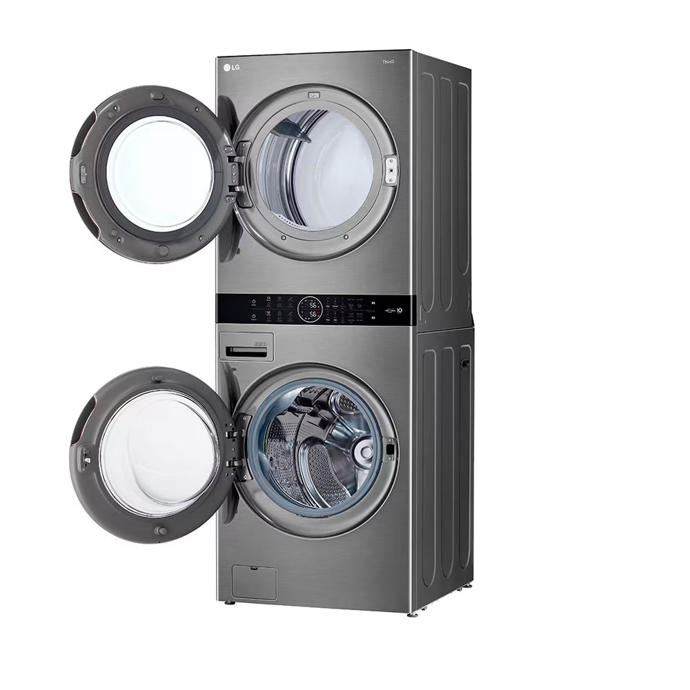 LG WashTower Torre de Lavado Eléctrico Inverter Direct Drive de Carga Frontal | AI DD | AI Sensor Dry | AI ThinQ | 22kg | Plateado