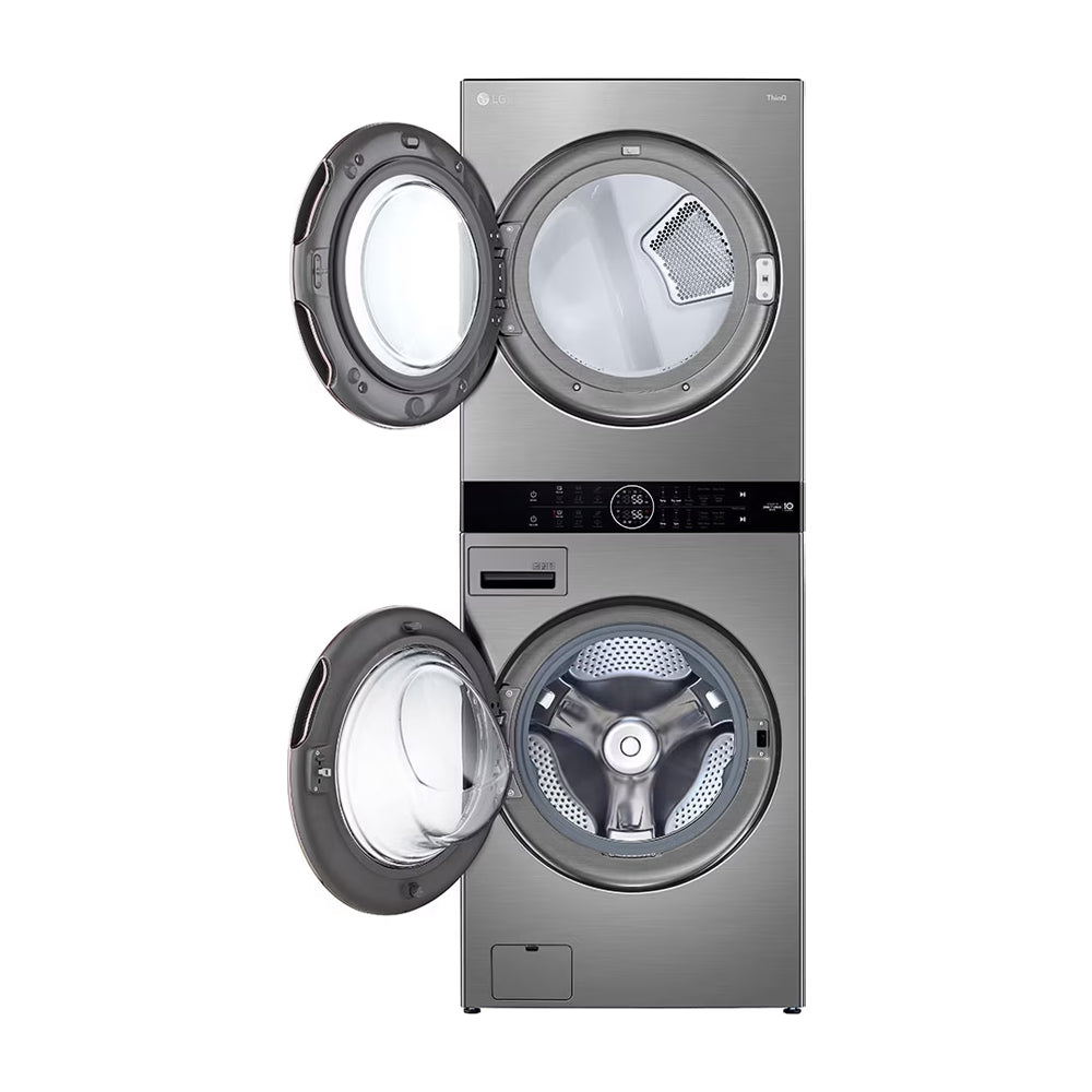 LG WashTower Torre de Lavado a Gas Inverter Direct Drive de Carga Frontal | AI DD | AI Sensor Dry | AI ThinQ | 22kg | Plateado
