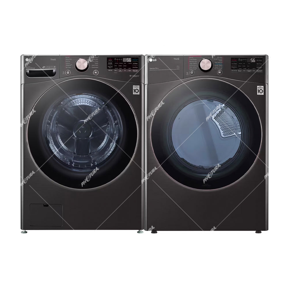 LG Combo Lavadora Automatica Inverter Direct Drive y Secadora a Gas de Carga Frontal | 6 Motion DD | TurboWash 360 | 25kg | Negro