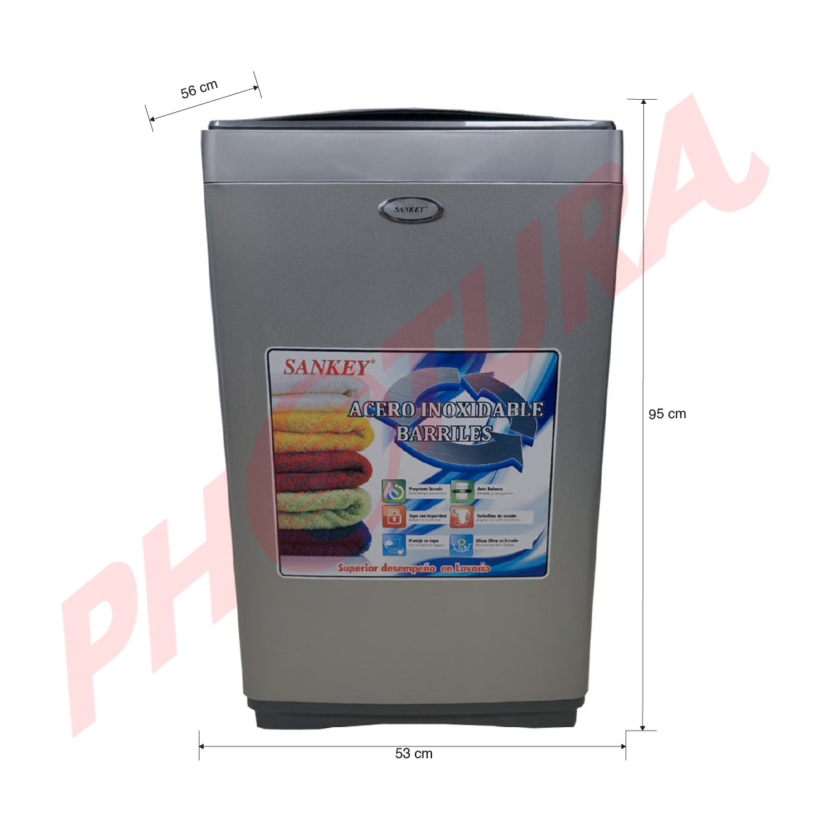 Sankey Lavadora Automática de Carga Superior | Super Silencioso | Programable | Filtrado Total | 11kg | Gris