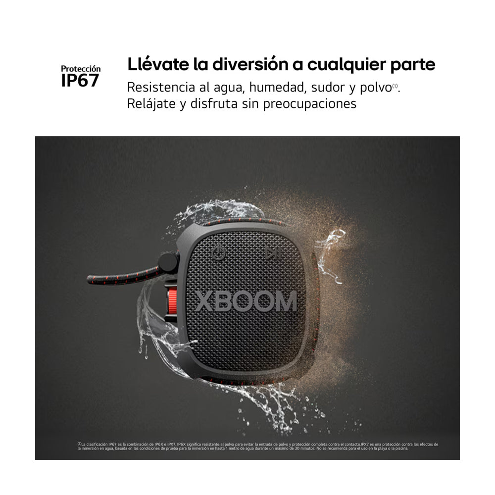 LG XBOOM Go XG2T Bocina Portátil Bluetooth Waterproof | Sound Boost | 10H | IP67 | Negro