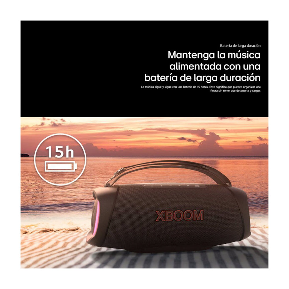 LG XBOOM Go XG8T Bocina Portátil Bluetooth Waterproof | Sound Boost | Light Studio | 15H | IP67 | Negro