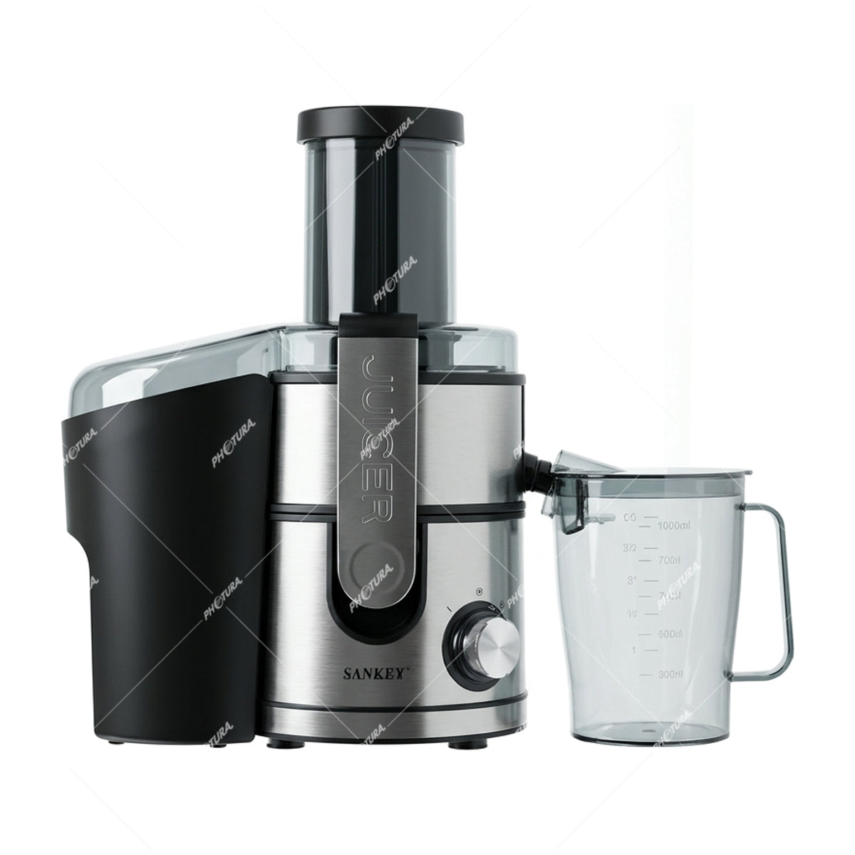 Sankey Extractor de Jugo | 1.1L | Alta Potencia | Colector de Pulpa | 800W | Negro Plateado