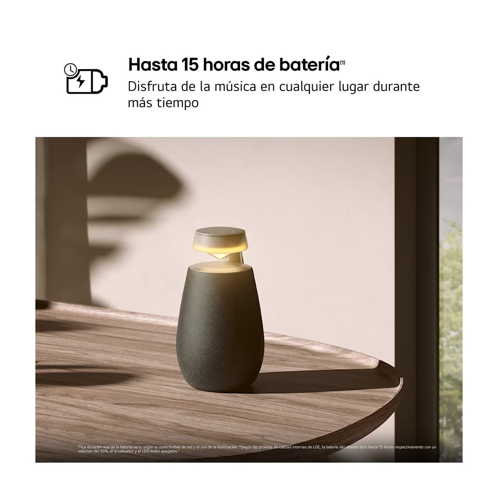 LG XBOOM Go XO2T Bocina Portátil Bluetooth Waterproof | Sonido 360° | Iluminación | 15H | IP55 | Negro