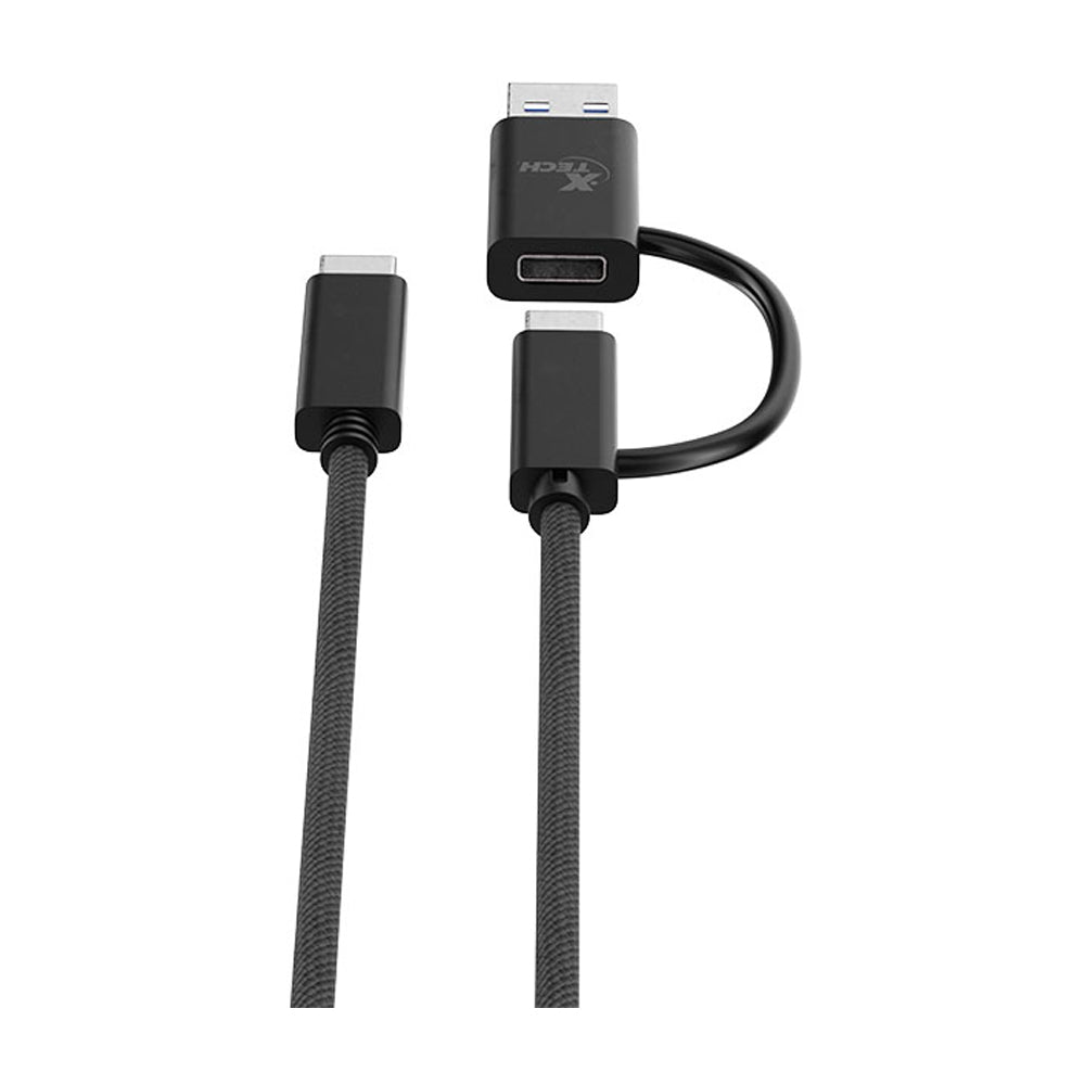 Xtech Cable 2 en 1 USB A / USB C a USB C | 1.82 Metros | Negro