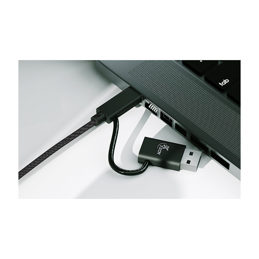 Xtech Cable 2 en 1 USB A / USB C a USB C | 1.82 Metros | Negro