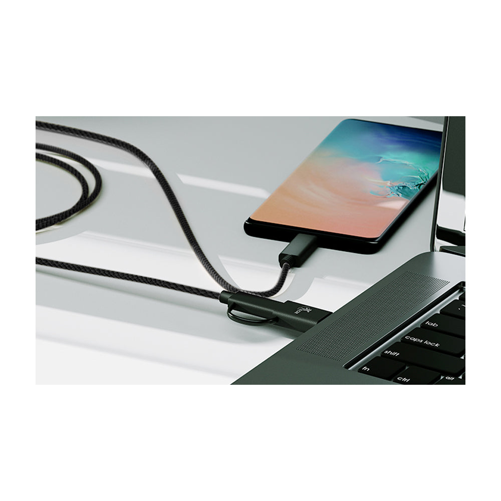 Xtech Cable 2 en 1 USB A / USB C a USB C | 1.82 Metros | Negro