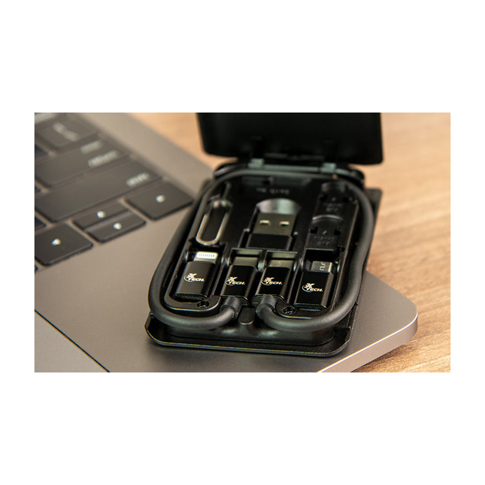 Xtech Estuche Portátil Multifuncional con USB | USB C | Micro USB | Lightning