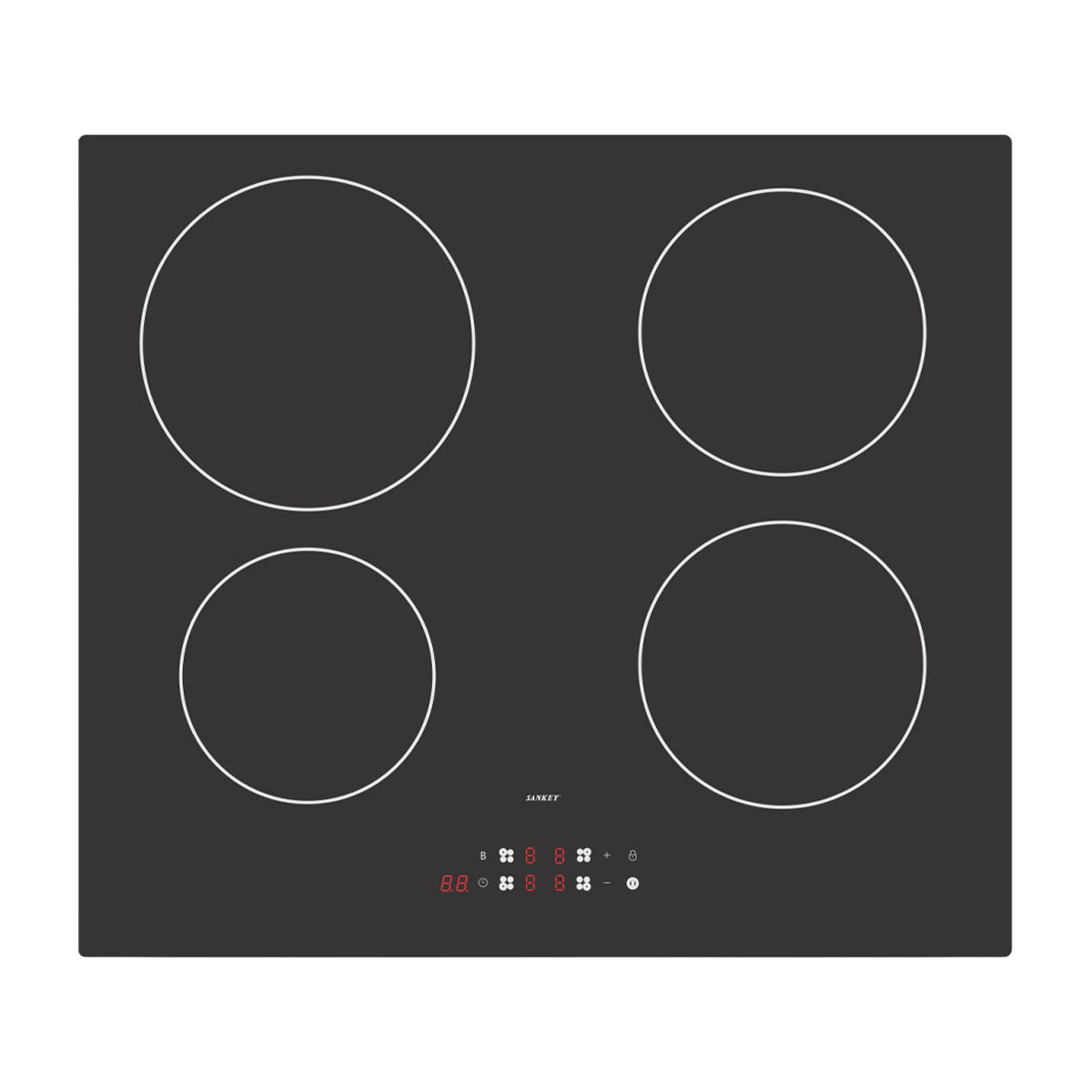 Sankey Estufa Empotrable de Eléctrica de Vitrocerámica | Inducción | 59cm | 4 Quemadores | Control Táctil