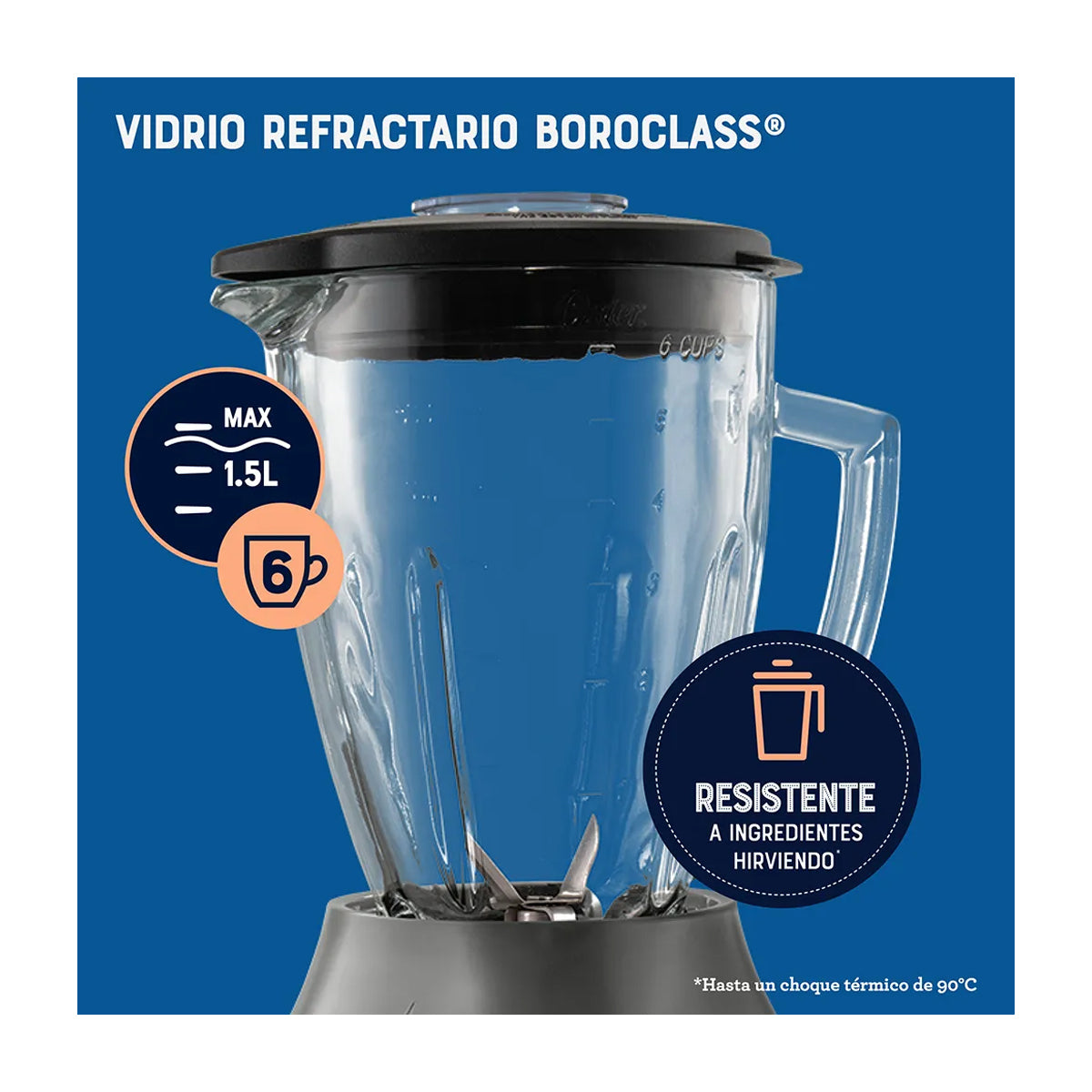 Oster BLSTPEGGPB Licuadora de 6 Velocidades | Boroclass | All-Metal Drive | Función de Pulso | 1.5L | 800W | Gris