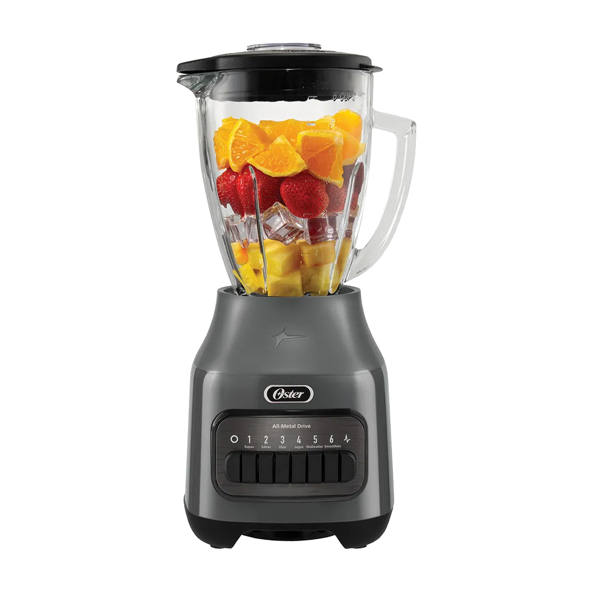 Oster BLSTPEGGPB Licuadora de 6 Velocidades | Boroclass | All-Metal Drive | Función de Pulso | 1.5L | 800W | Gris