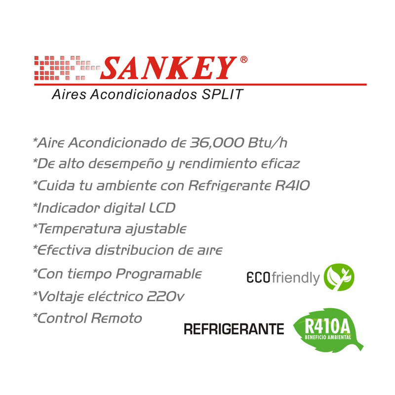 Sankey Aire Acondicionado Piso/Techo Comercial 36,000 BTU | Alto Desempeño | Eficiente | 220v