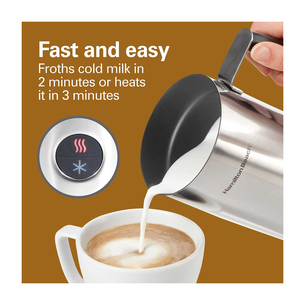 Hamilton Beach Espumador / Calentador de Leche | 3 Programas | Apagado Automático | Acero Inoxidable