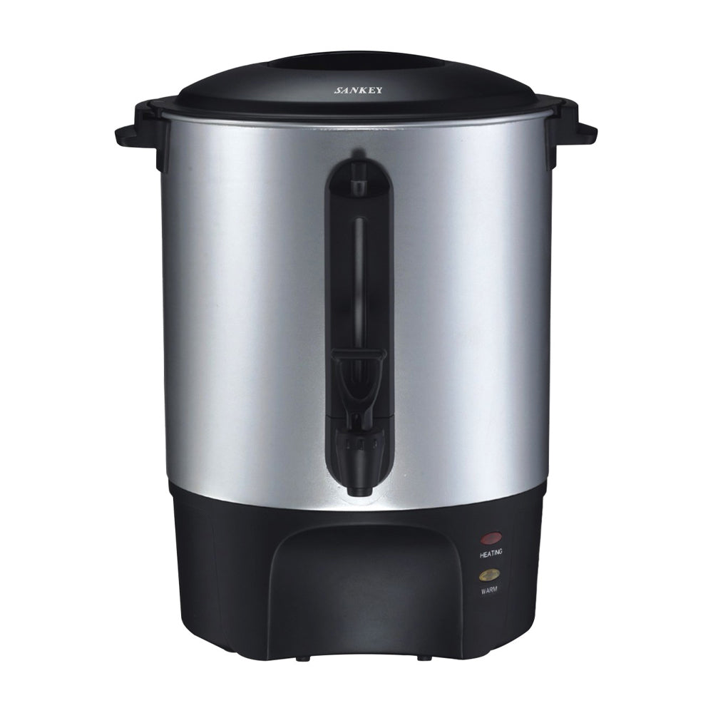 Sankey Cafetera Percoladora Comercial de 60 Tazas | Indicador de Temperatura | Acero inoxidable | Plateado