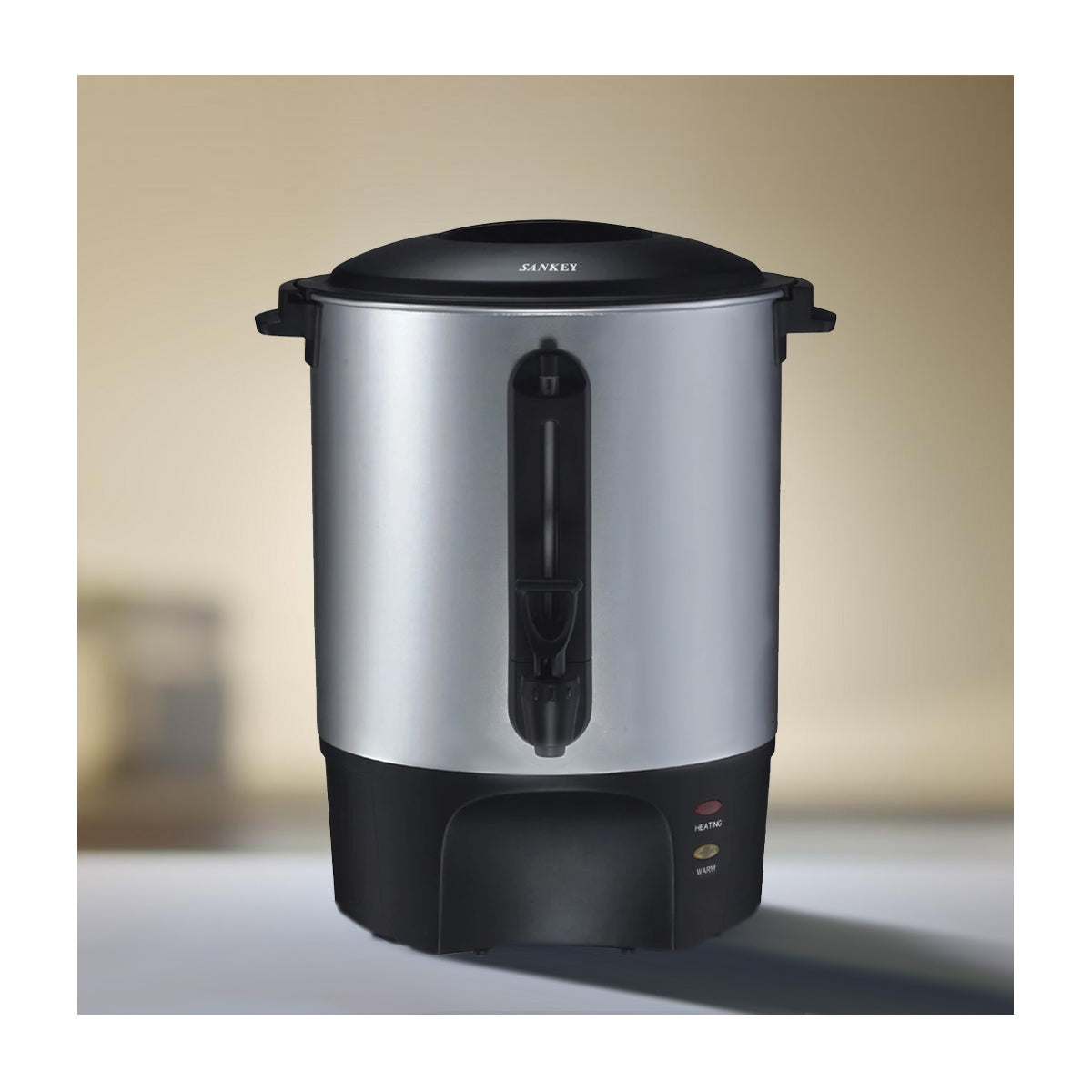 Sankey Cafetera Percoladora Comercial de 60 Tazas | Indicador de Temperatura | Acero inoxidable | Plateado