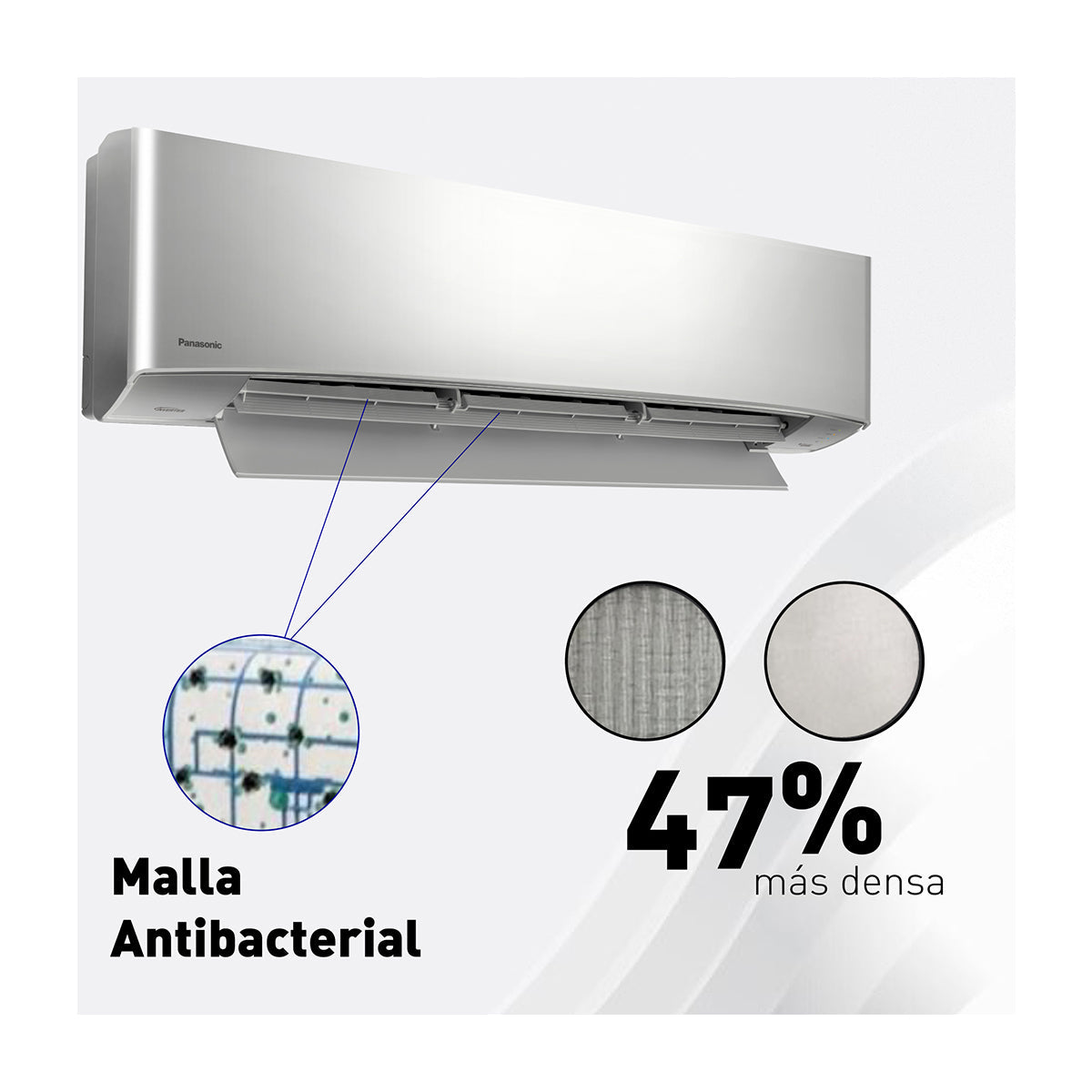 Panasonic Aire Acondicionado Split Premium Inverter 26,600 BTU | SEER 20.5 | nanoeX Mark 2 | WiFi Comfort Cloud | Filtro Antibacterial | Blue Fin | 220v | Gris