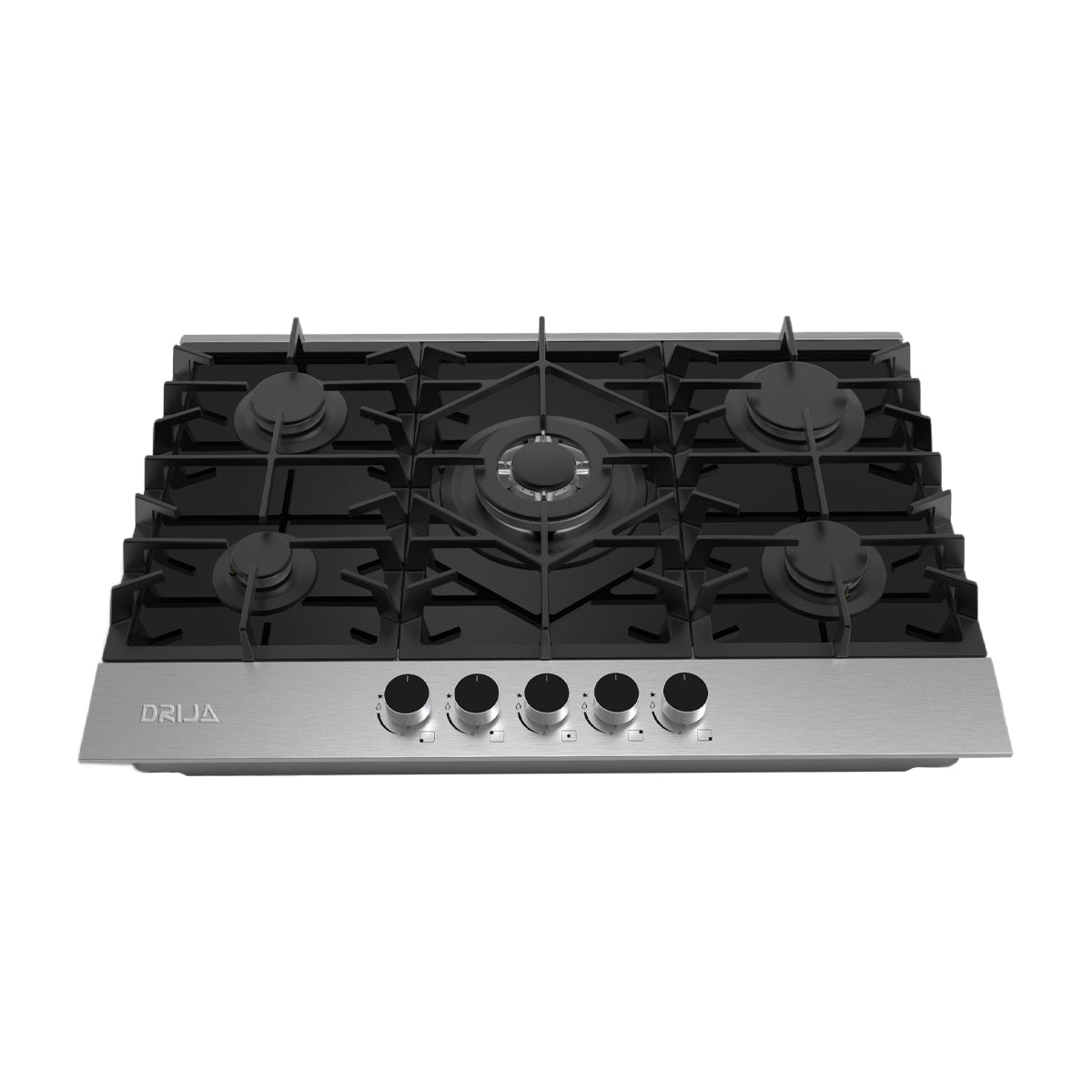 Drija Ferrara 76 Estufa Empotrable a Gas de Vidrio Templado / Acero Inoxidable | 5 Quemadores | 5 Válvulas de Seguridad