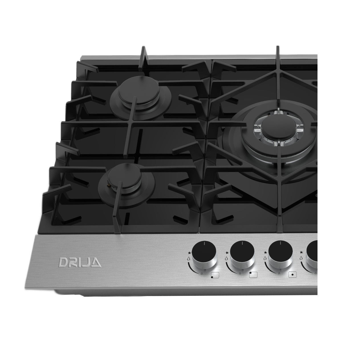 Drija Ferrara 76 Estufa Empotrable a Gas de Vidrio Templado / Acero Inoxidable | 5 Quemadores | 5 Válvulas de Seguridad