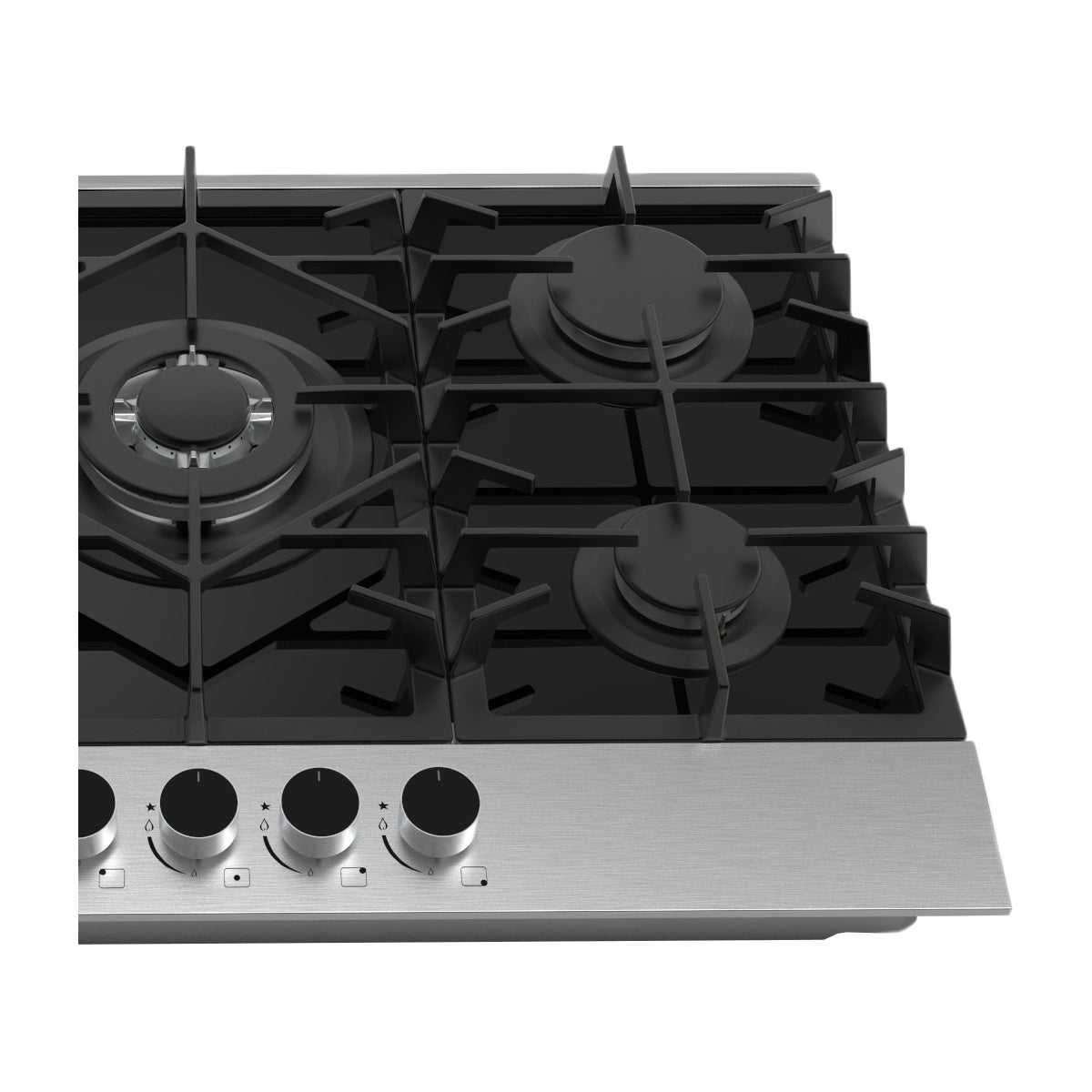 Drija Ferrara 76 Estufa Empotrable a Gas de Vidrio Templado / Acero Inoxidable | 5 Quemadores | 5 Válvulas de Seguridad