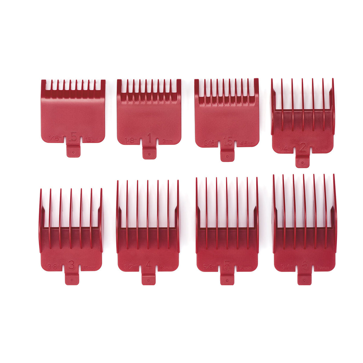 BaBylissPRO Kit de 8 Peines Guía de 1/8" a 3/4" | Rojo