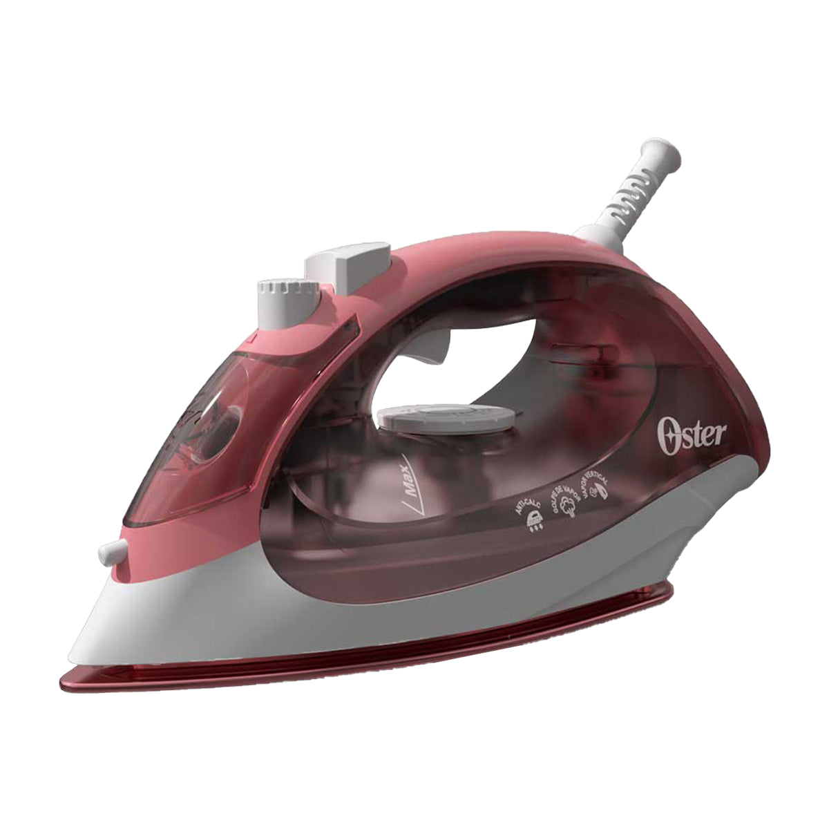 Oster GCSTBS5053 Plancha de Ropa a Vapor | 20% Mas Cobertura | Aero Ceramic | Sistema Anti-Calcificación | Rosado Blanco