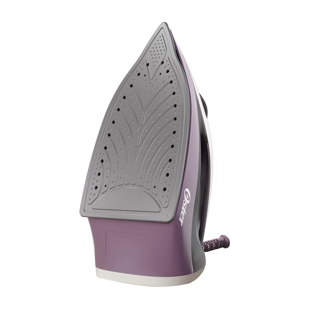 Oster GCSTBS6005 Plancha de Ropa a Vapor | 30% Mas Cobertura | Punta de Precisión | Antiadherente | Sistema Anti-Calcificación | Morado Blanco