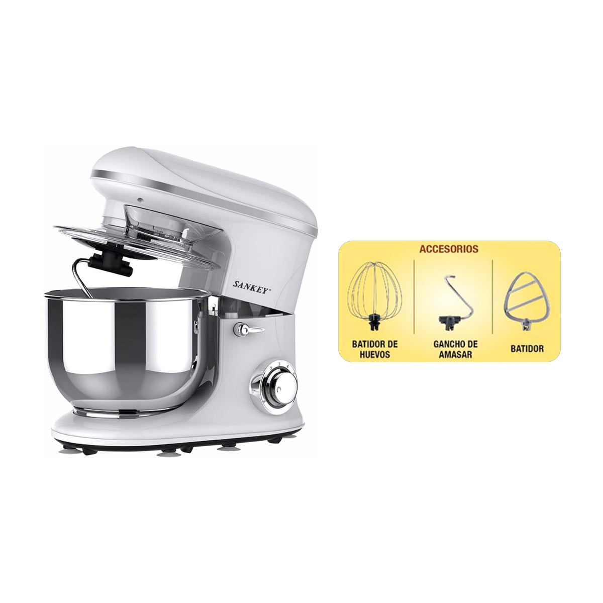 Sankey Batidora de Pedestal de 6 Velocidades | 5.5L | 1200W | Blanco