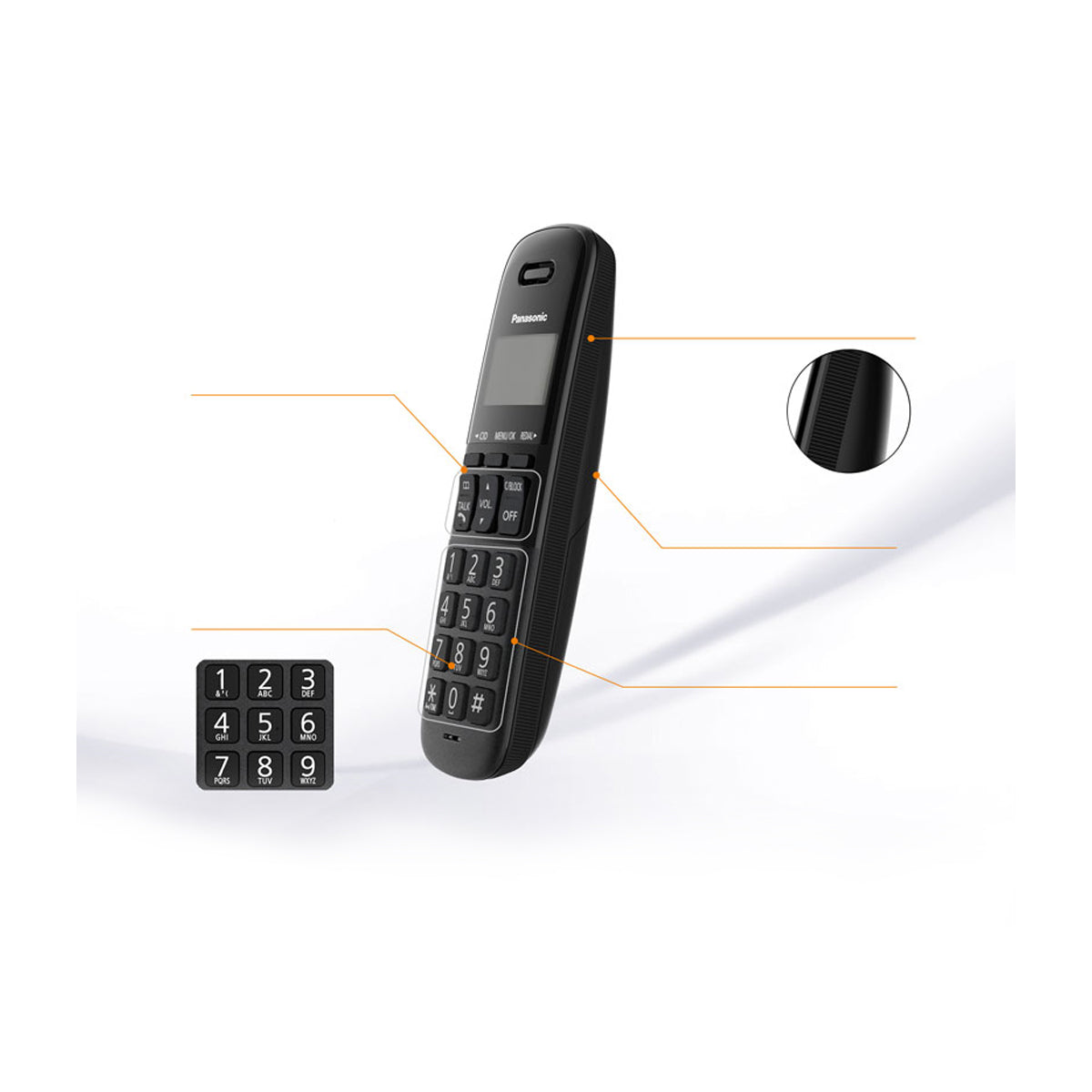 Panasonic Teléfono Inalámbrico de Mesa | Caller ID | 1 Línea | 1 Auricular | Resistente a Impactos | Negro