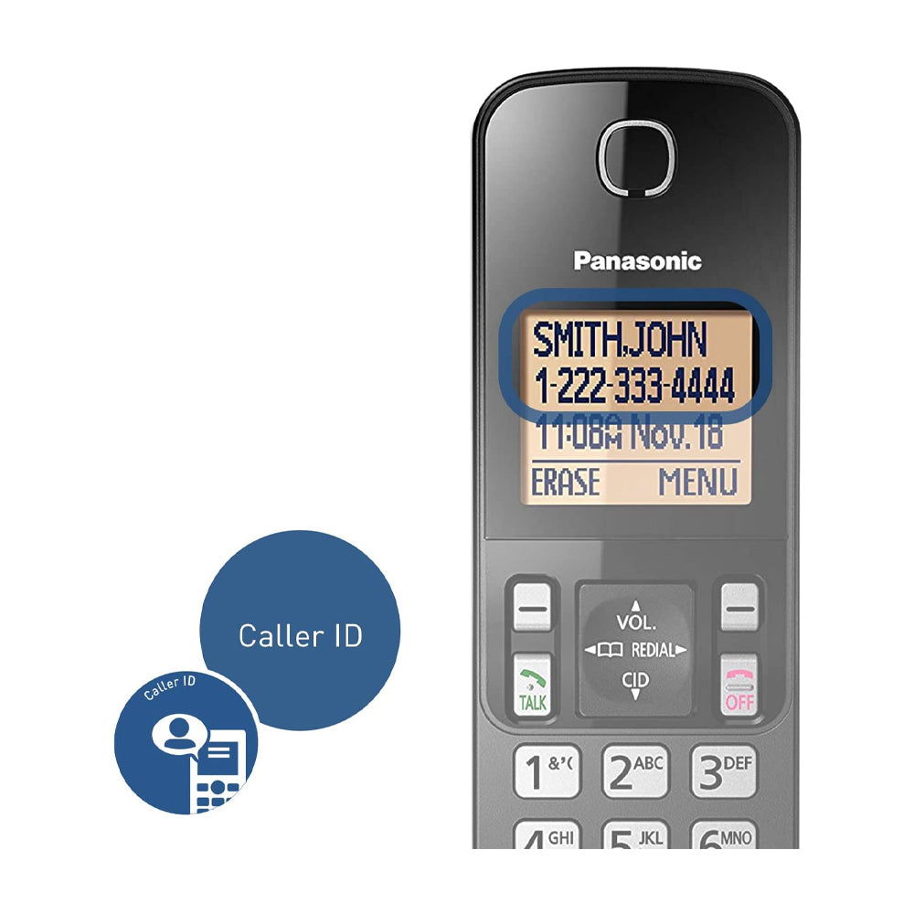 Panasonic Teléfono Inalámbrico de Mesa | Altavoz | Caller ID | 1 Línea | 2 Auriculares | Modo Respaldo | Negro