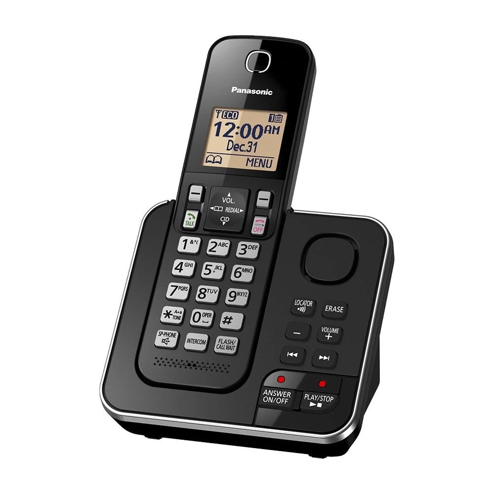 Panasonic Teléfono Inalámbrico de Mesa | Sistema de Contestadora Digital | Altavoz | Caller ID | 1 Línea | 1 Auricular | Modo Respaldo | Negro