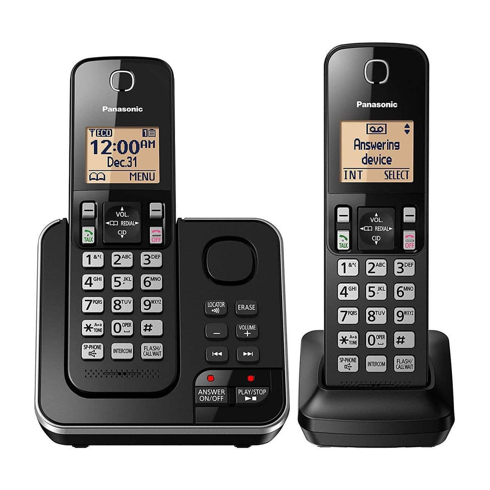 Panasonic Teléfono Inalámbrico de Mesa | Sistema de Contestadora Digital | Altavoz | Caller ID | 1 Línea | 2 Auriculares | Modo Respaldo | Negro